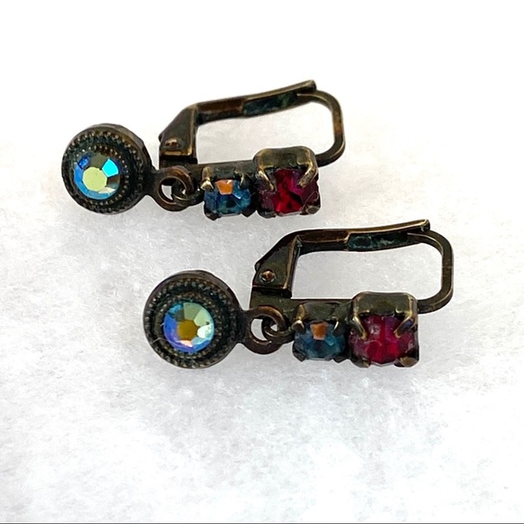 Sorrelli Red and Blue Crystal Earrings - Picture 7 of 13